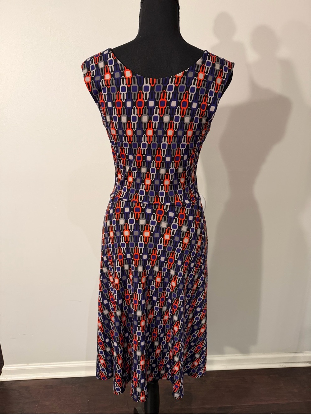 BANANA REPUBLIC Geometric Print Round Neck Stretch Skater Dress - Size X-Small